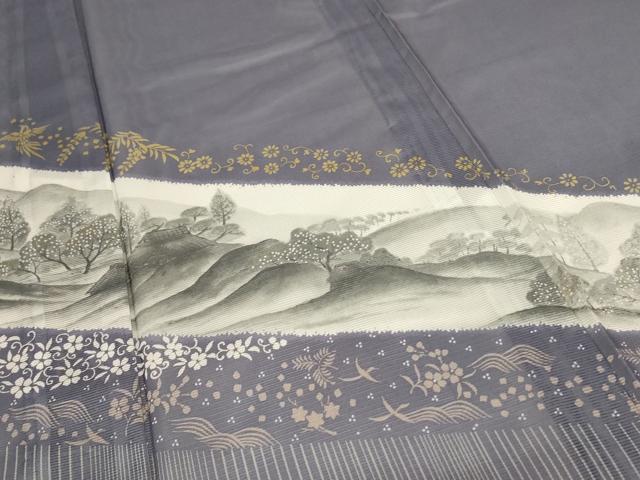 平和屋着物＊夏物 訪問着 絽 手描き 風景文 洗える着物 AABD3351jd
