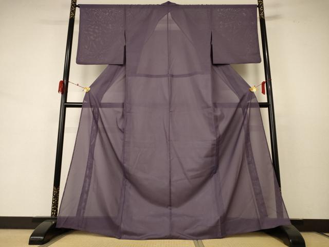 平和屋着物＊夏物　色無地　絽　葡萄鼠色　正絹　逸品　AABF1599jd 平和屋着物＊夏物 色無地 絽 葡萄鼠色 洗える着物 AABD3352jd