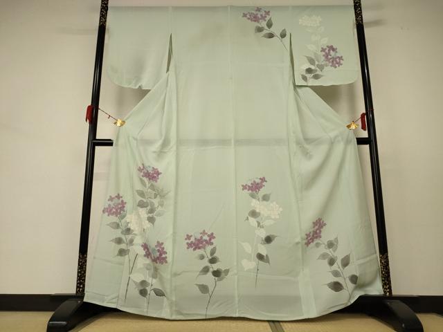 平和屋着物＊夏物 訪問着 絽 手描き 草花文 正絹 逸品 AABD3357jd