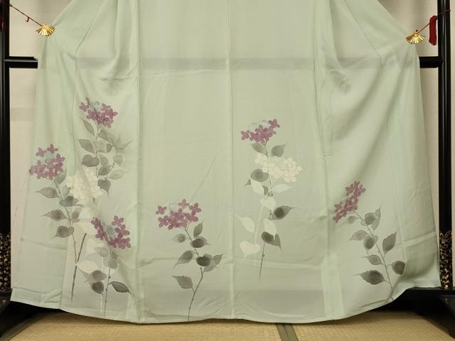 平和屋着物＊夏物 訪問着 絽 手描き 草花文 正絹 逸品 AABD3357jd