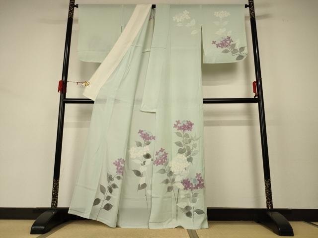 平和屋着物＊夏物 訪問着 絽 手描き 草花文 正絹 逸品 AABD3357jd