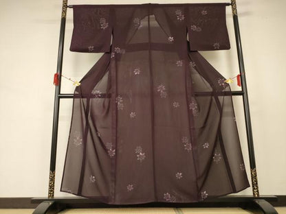 平和屋着物＊夏物 小紋 絽 楓 正絹 逸品 AABD3358jd