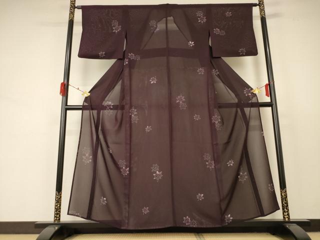 平和屋着物＊夏物 小紋 絽 楓 正絹 逸品 AABD3358jd