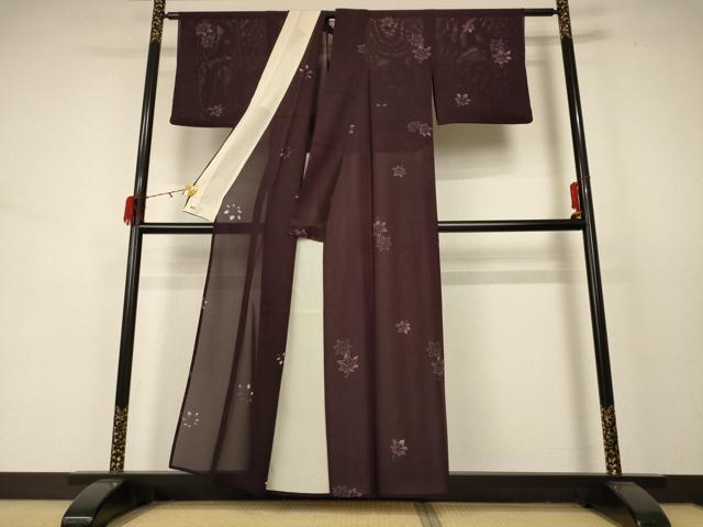 平和屋着物＊夏物 小紋 絽 楓 正絹 逸品 AABD3358jd