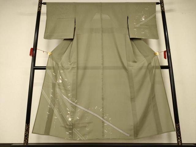 平和屋着物＊夏物 訪問着 絽 草花文 銀彩 正絹 逸品 AABD3360jd