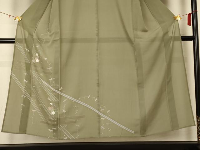平和屋着物＊夏物 訪問着 絽 草花文 銀彩 正絹 逸品 AABD3360jd