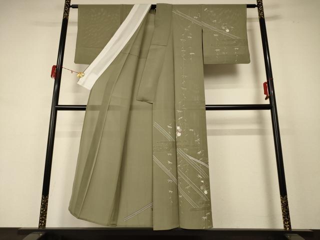 平和屋着物＊夏物 訪問着 絽 草花文 銀彩 正絹 逸品 AABD3360jd