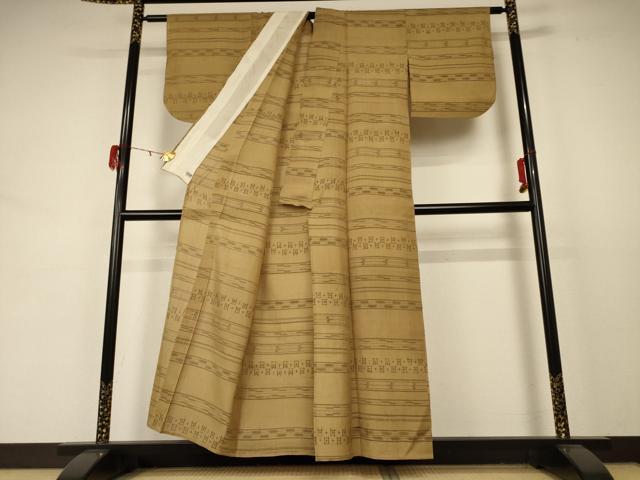 平和屋着物＊夏物 紗紬 横段文 高島屋扱い 正絹 逸品 AABD3364jd