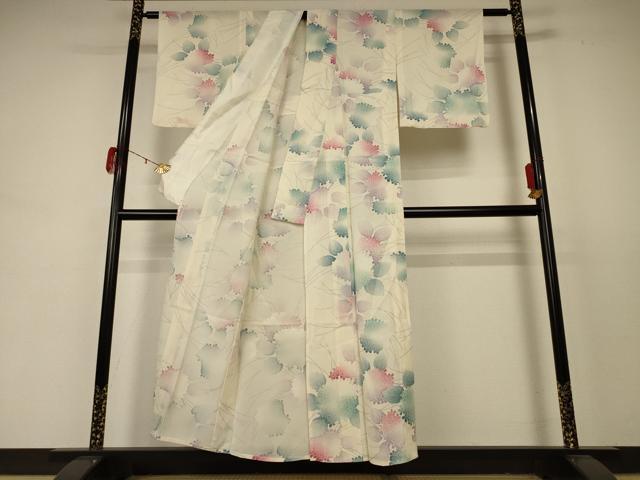 平和屋着物＊夏物 小紋 絽 紫陽花 正絹 逸品 AABD3366jd