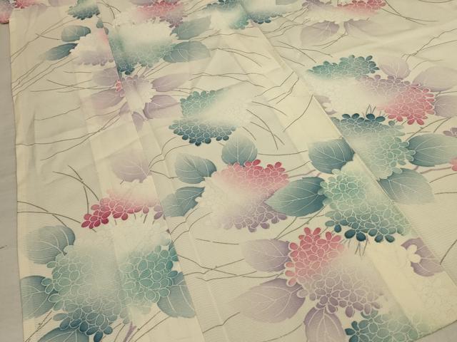 平和屋着物＊夏物 小紋 絽 紫陽花 正絹 逸品 AABD3366jd