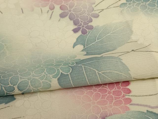 平和屋着物＊夏物 小紋 絽 紫陽花 正絹 逸品 AABD3366jd