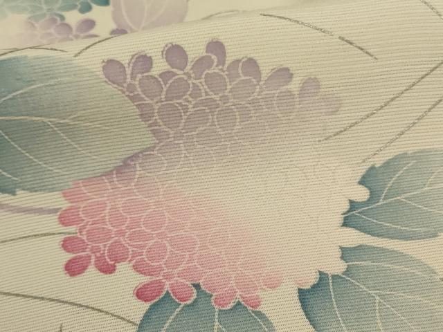 平和屋着物＊夏物 小紋 絽 紫陽花 正絹 逸品 AABD3366jd