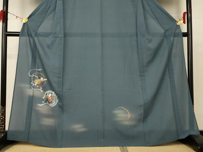 平和屋着物＊夏物 訪問着 絽 風神雷神 暈し染め 金彩 正絹 逸品 AABD3367jd