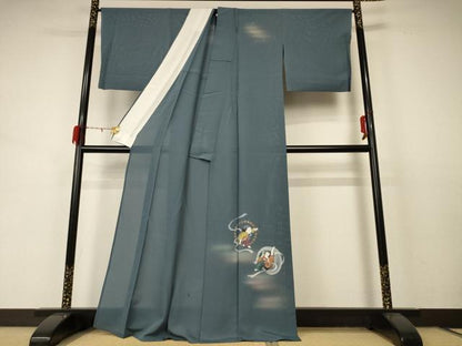 平和屋着物＊夏物 訪問着 絽 風神雷神 暈し染め 金彩 正絹 逸品 AABD3367jd