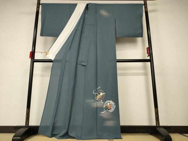 平和屋着物＊夏物 訪問着 絽 風神雷神 暈し染め 金彩 正絹 逸品 AABD3367jd