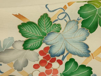 平和屋着物＊夏物 訪問着 絽 葡萄 金彩 正絹 逸品 AABD3373jd