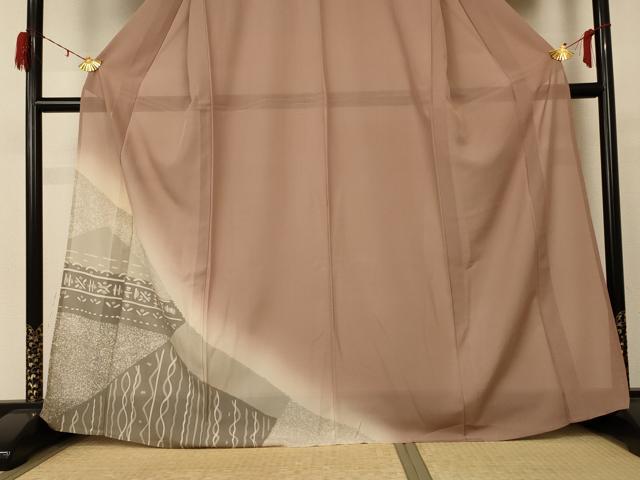 平和屋着物＊夏物 訪問着 絽 幾何学文様 暈し染め 正絹 逸品 AABD3377jd