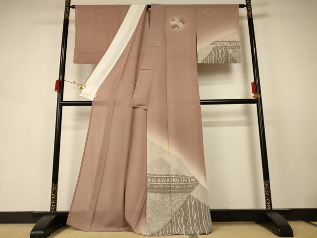 平和屋着物＊夏物 訪問着 絽 幾何学文様 暈し染め 正絹 逸品 AABD3377jd