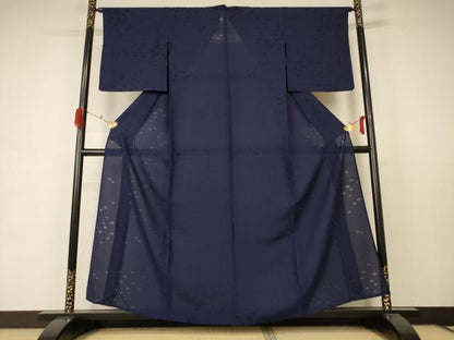 平和屋着物＊夏物 色無地 縦絽 青褐色 正絹 逸品 AABD3388jd
