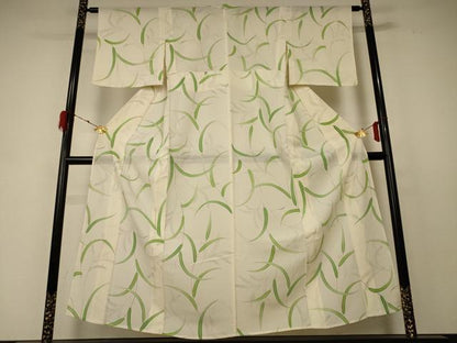 平和屋着物＊夏物 小紋 絽 枝葉文 正絹 逸品 AABD3390jd