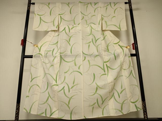 平和屋着物＊夏物 小紋 絽 枝葉文 正絹 逸品 AABD3390jd
