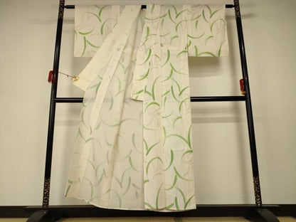平和屋着物＊夏物 小紋 絽 枝葉文 正絹 逸品 AABD3390jd