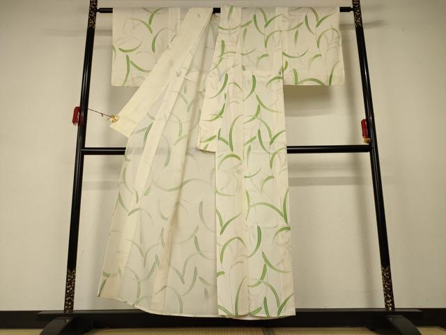 平和屋着物＊夏物 小紋 絽 枝葉文 正絹 逸品 AABD3390jd