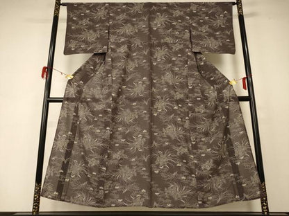 平和屋着物＊夏物 小紋 絽 草花文 正絹 逸品 AABD3391jd