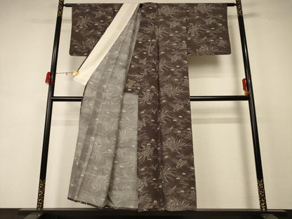 平和屋着物＊夏物 小紋 絽 草花文 正絹 逸品 AABD3391jd