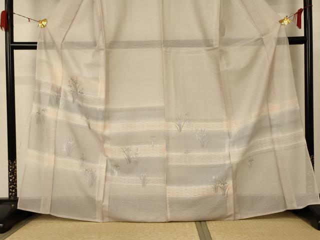 平和屋着物＊夏物 訪問着 紗 草花文 正絹 逸品 AABD3393jd