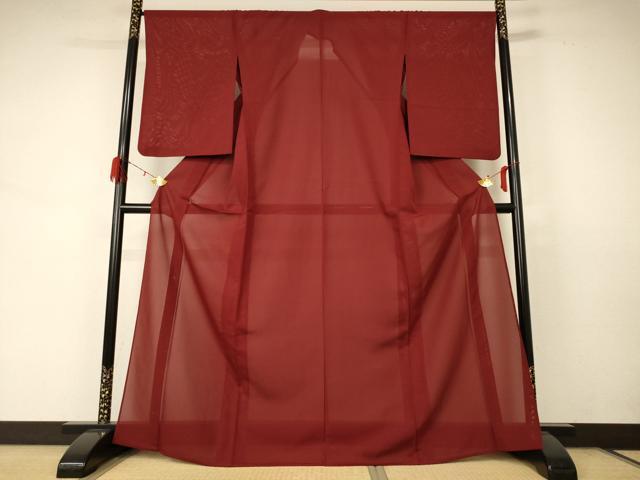 平和屋着物＊夏物 色無地 絽 栗梅色 正絹 逸品 AABD3396jd