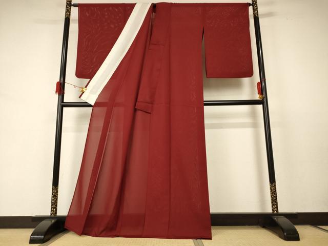 平和屋着物＊夏物 色無地 絽 栗梅色 正絹 逸品 AABD3396jd