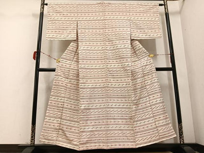 平和屋着物●本場琉球絣 紬 横段文 正絹 逸品 AABD3411ph