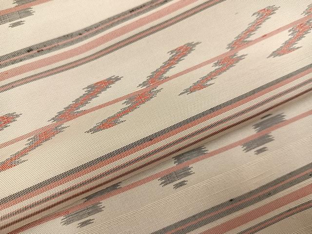 平和屋着物●本場琉球絣 紬 横段文 正絹 逸品 AABD3411ph