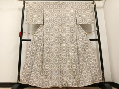 平和屋着物●上質な紬　蜀江花文　正絹　逸品　AABD3412ph