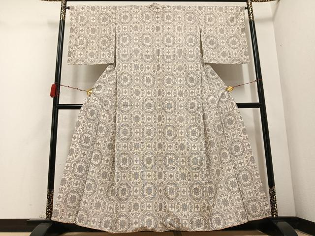 平和屋着物●上質な紬　蜀江花文　正絹　逸品　AABD3412ph