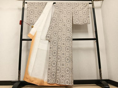平和屋着物●上質な紬　蜀江花文　正絹　逸品　AABD3412ph