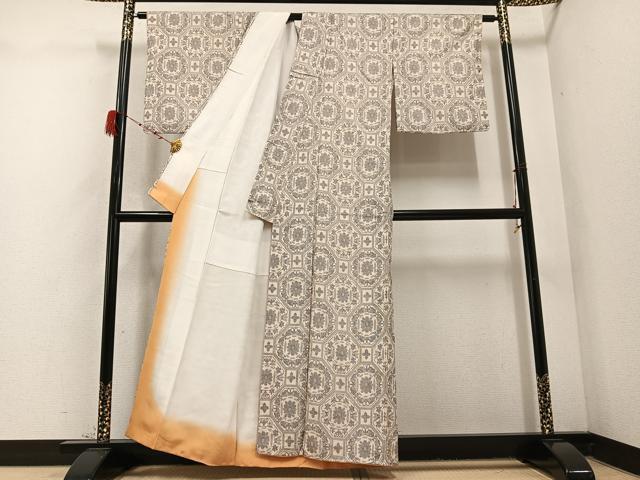平和屋着物●上質な紬　蜀江花文　正絹　逸品　AABD3412ph