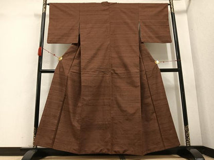 平和屋着物●上質な紬　格子　西武百貨店扱い　正絹　逸品　AABD3414ph