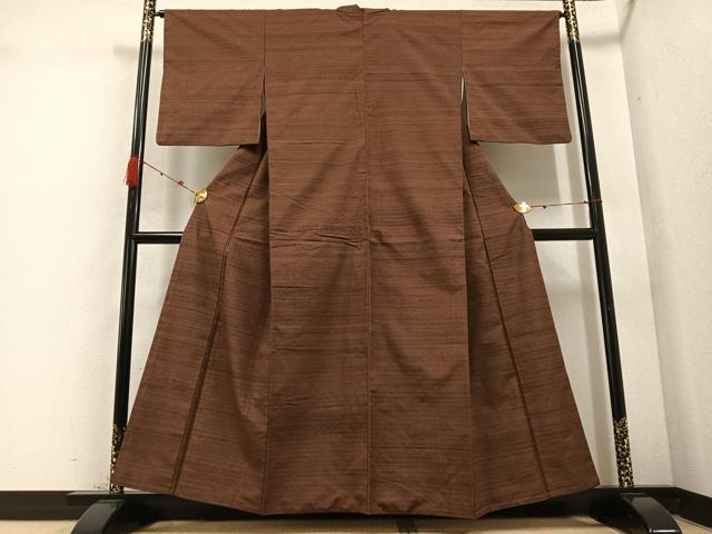 平和屋着物●上質な紬　格子　西武百貨店扱い　正絹　逸品　AABD3414ph