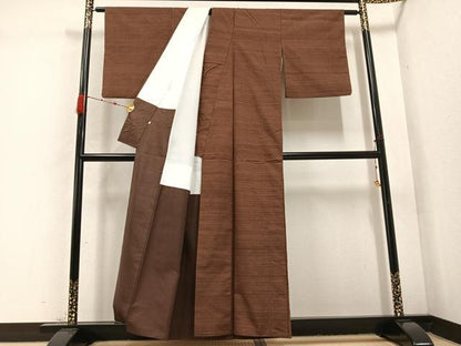 平和屋着物●上質な紬　格子　西武百貨店扱い　正絹　逸品　AABD3414ph