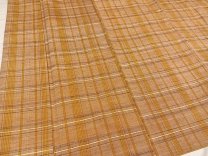 平和屋着物●上質な紬　格子　正絹　逸品　AABD3416ph