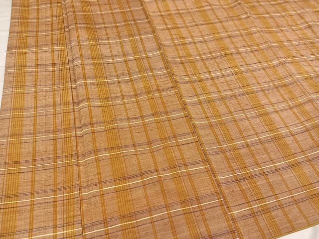 平和屋着物●上質な紬　格子　正絹　逸品　AABD3416ph