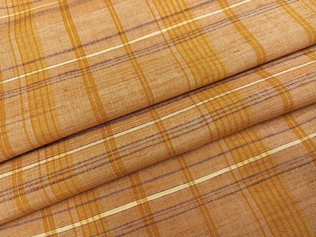 平和屋着物●上質な紬　格子　正絹　逸品　AABD3416ph
