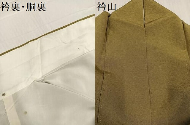 平和屋着物●上質な色無地　油色　正絹　逸品　AABD3417ph