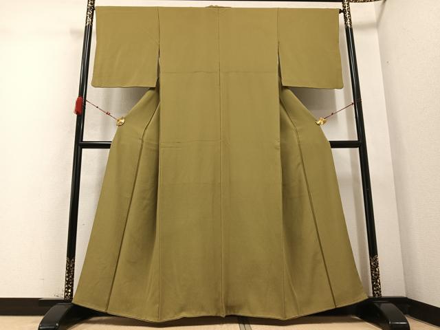 平和屋着物●上質な色無地　油色　正絹　逸品　AABD3417ph