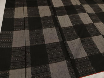 平和屋着物●上質な紬 市松文様 正絹 逸品 AABD3418ph