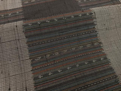 平和屋着物●上質な紬 市松文様 正絹 逸品 AABD3418ph
