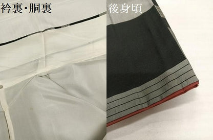 平和屋着物●上質な紬 横段文 正絹 逸品 AABD3421ph