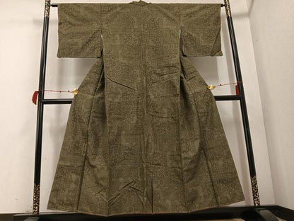 平和屋着物●結城紬　100亀甲　草花文　正絹　逸品　未使用　AABH7153cs